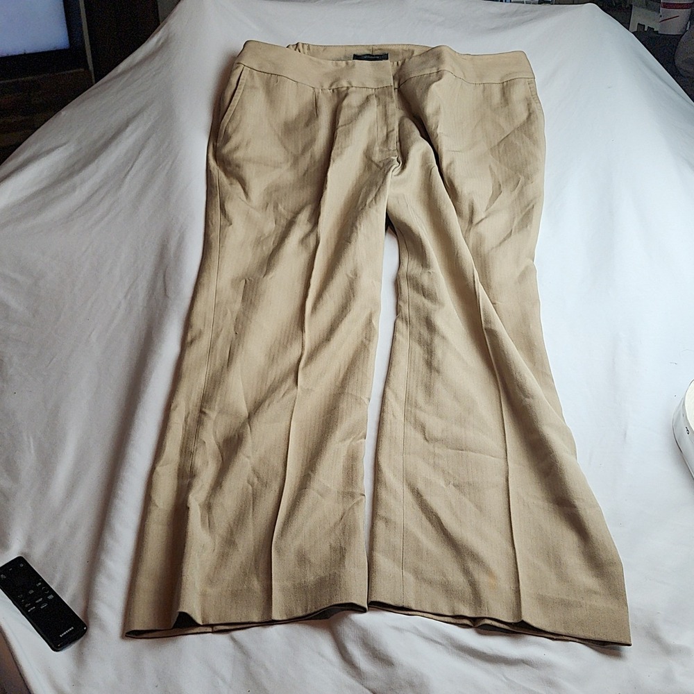 Liz Claiborne Audra Trouser Pants Tan Herringbone Flare Women's Size 20 Petite